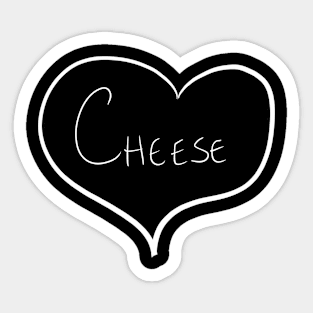 Cheese Heart (white heart for dark shirts) Sticker